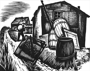 Woodcut illustration of subaltern dwellings